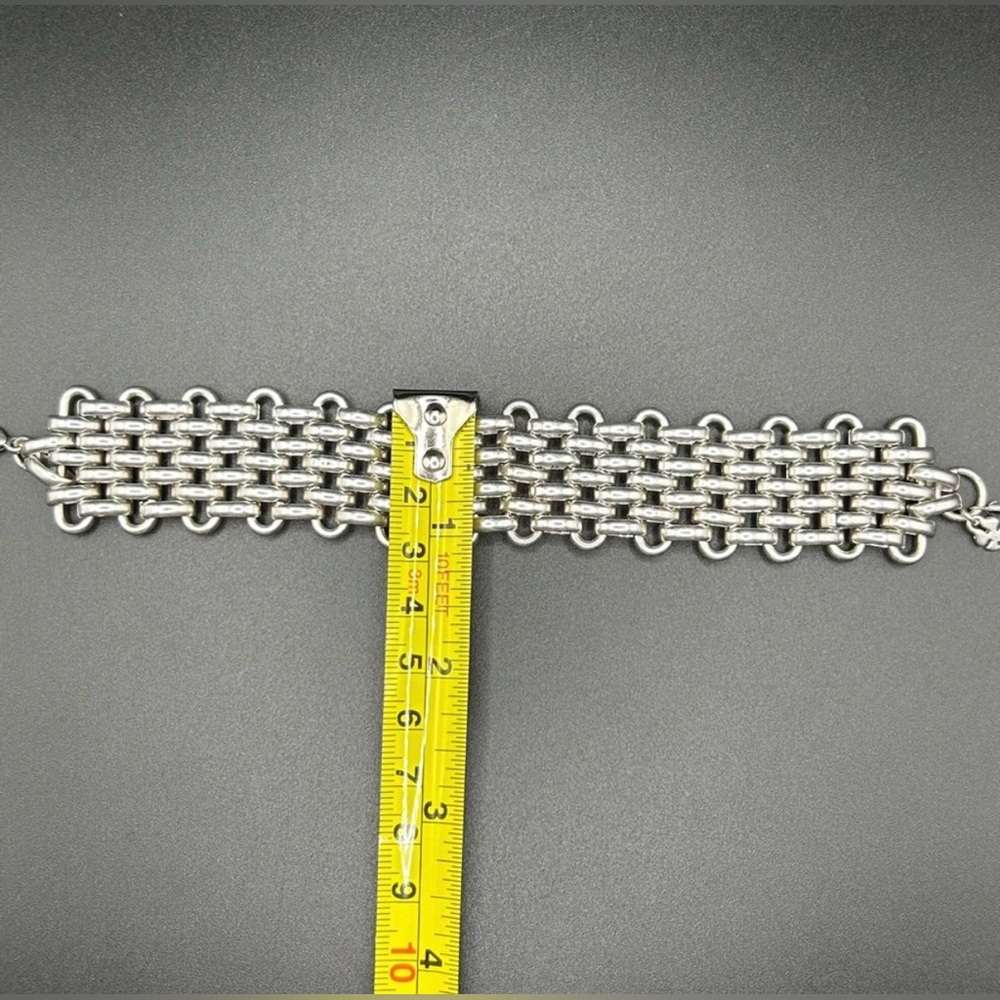 Lucky Brand Chunky Silver Tone Chain Link Mesh Bracelet - Picture 7 of 8